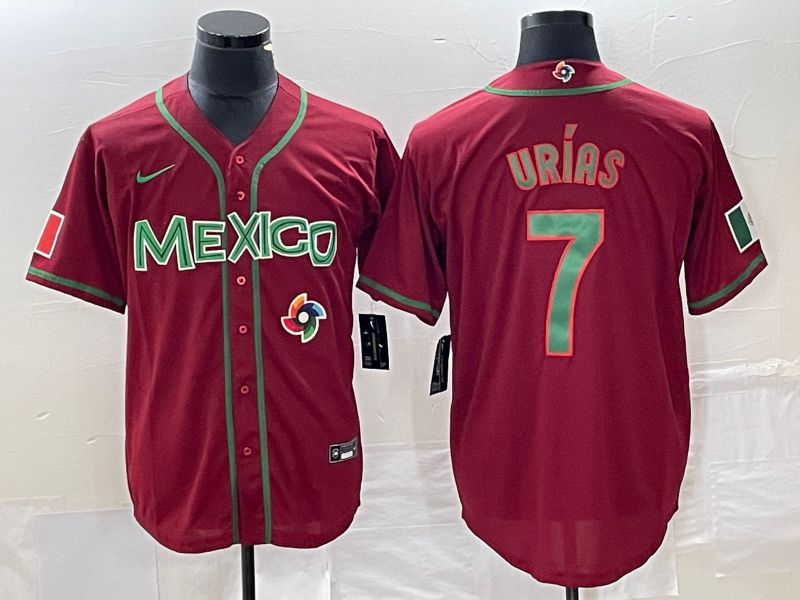 Men 2023 World Cub Mexico #7 Urias Red green Nike MLB Jersey13->more jerseys->MLB Jersey